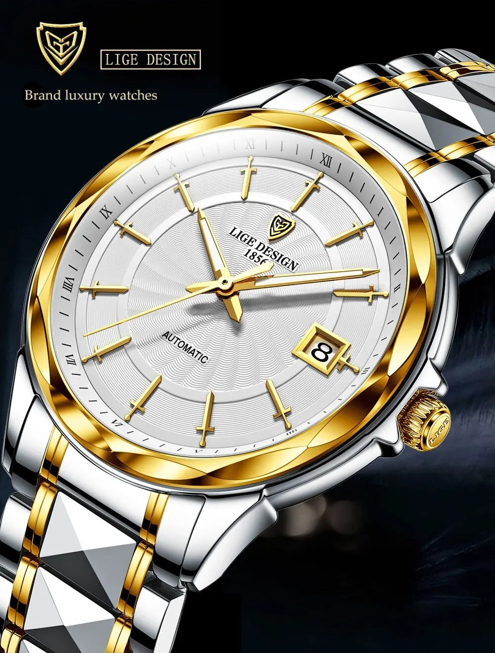 Swiss mechanism Automatic Men Mechanical Watch Luxury Steel chain 50m Waterproof Business Watch Men Watches