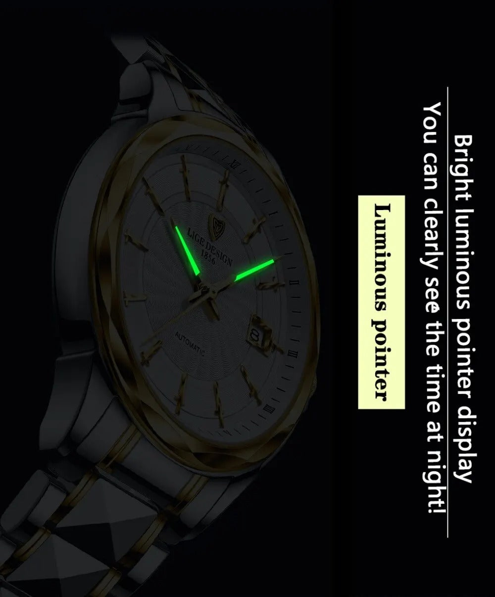 Swiss mechanism Automatic Men Mechanical Watch Luxury Steel chain 50m Waterproof Business Watch Men Watches