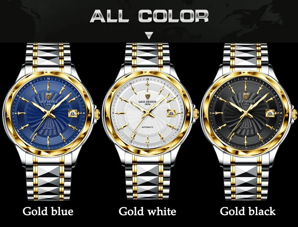 Swiss mechanism Automatic Men Mechanical Watch Luxury Steel chain 50m Waterproof Business Watch Men Watches
