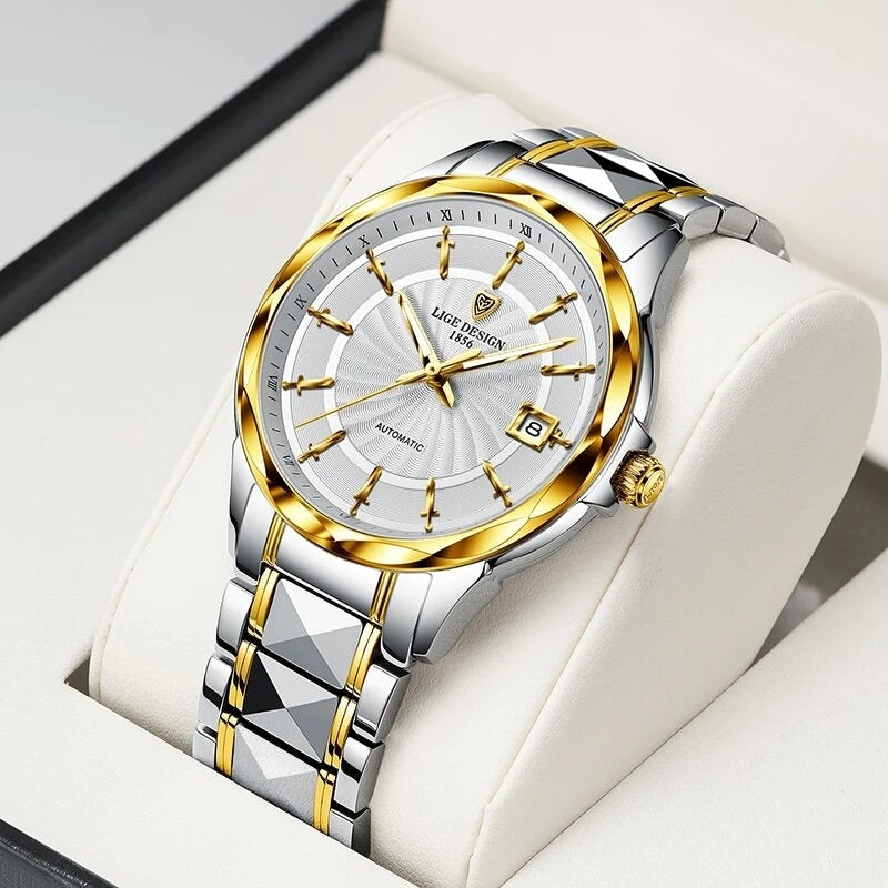 Swiss mechanism Automatic Men Mechanical Watch Luxury Steel chain 50m Waterproof Business Watch Men Watches