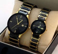 FASHIONABLE LUXURY BLACK & GOLD COUPLE WATCH TOP FASHION HIGH QUALITY WATCH FOR MEN & WOMEN LUXURY WEDDING COUPLE WATCH